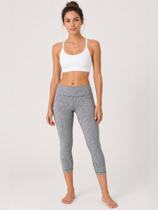 lululemon athletica Pants - Lululemon Crop Leggings Size 6 Heather Gray Mid Rise Yoga Pants